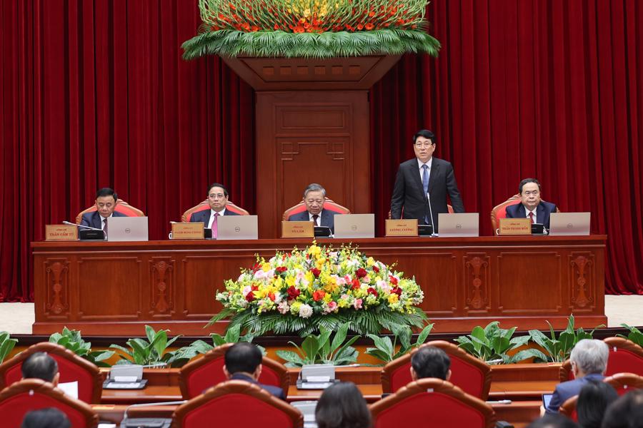 Các đồng chí lãnh đạo chủ trì hội nghị - Ảnh: VGP/Nhật Bắc