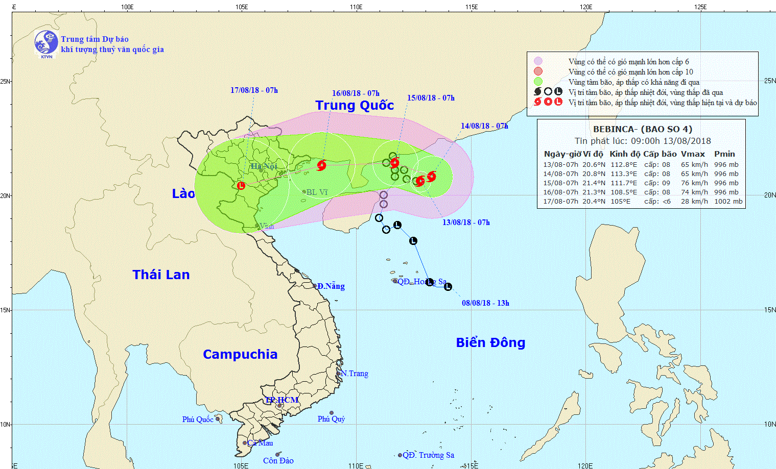 Tin bão trên Biển Đông (Cơn bão số 4)