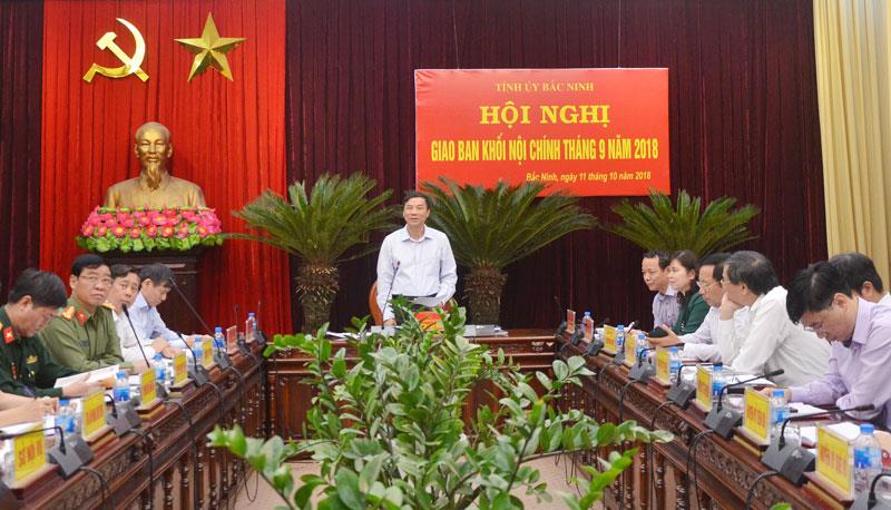 Tỉnh ủy giao ban Khối Nội chính 9 tháng năm 2018