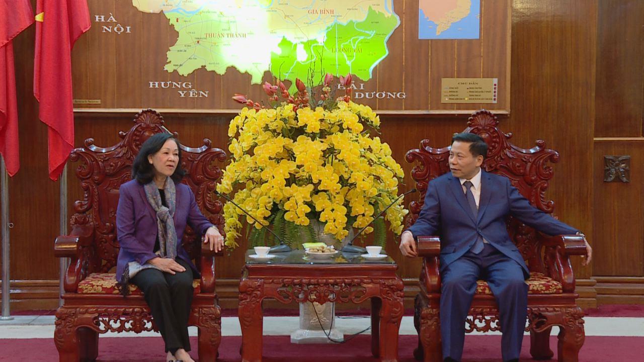 Trưởng Ban Dân vận Trung ương Trương Thị Mai  làm việc với lãnh đạo tỉnh Bắc Ninh