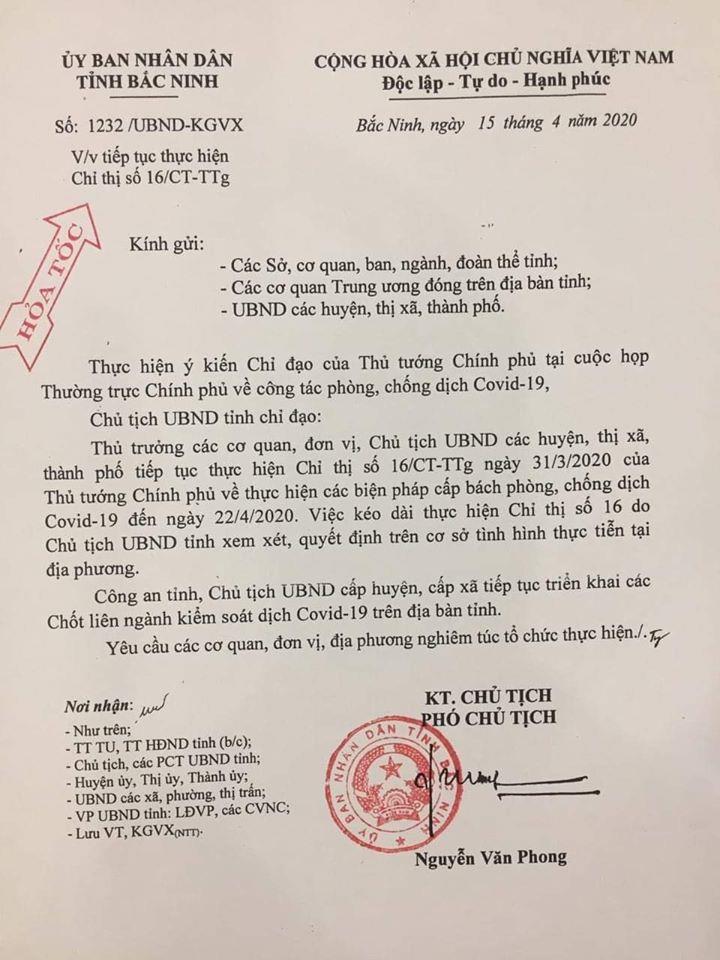 Công văn của UBND tỉnh về việc tiếp tục thực hiện chỉ thị số 16 của Thủ tướng Chính phủ