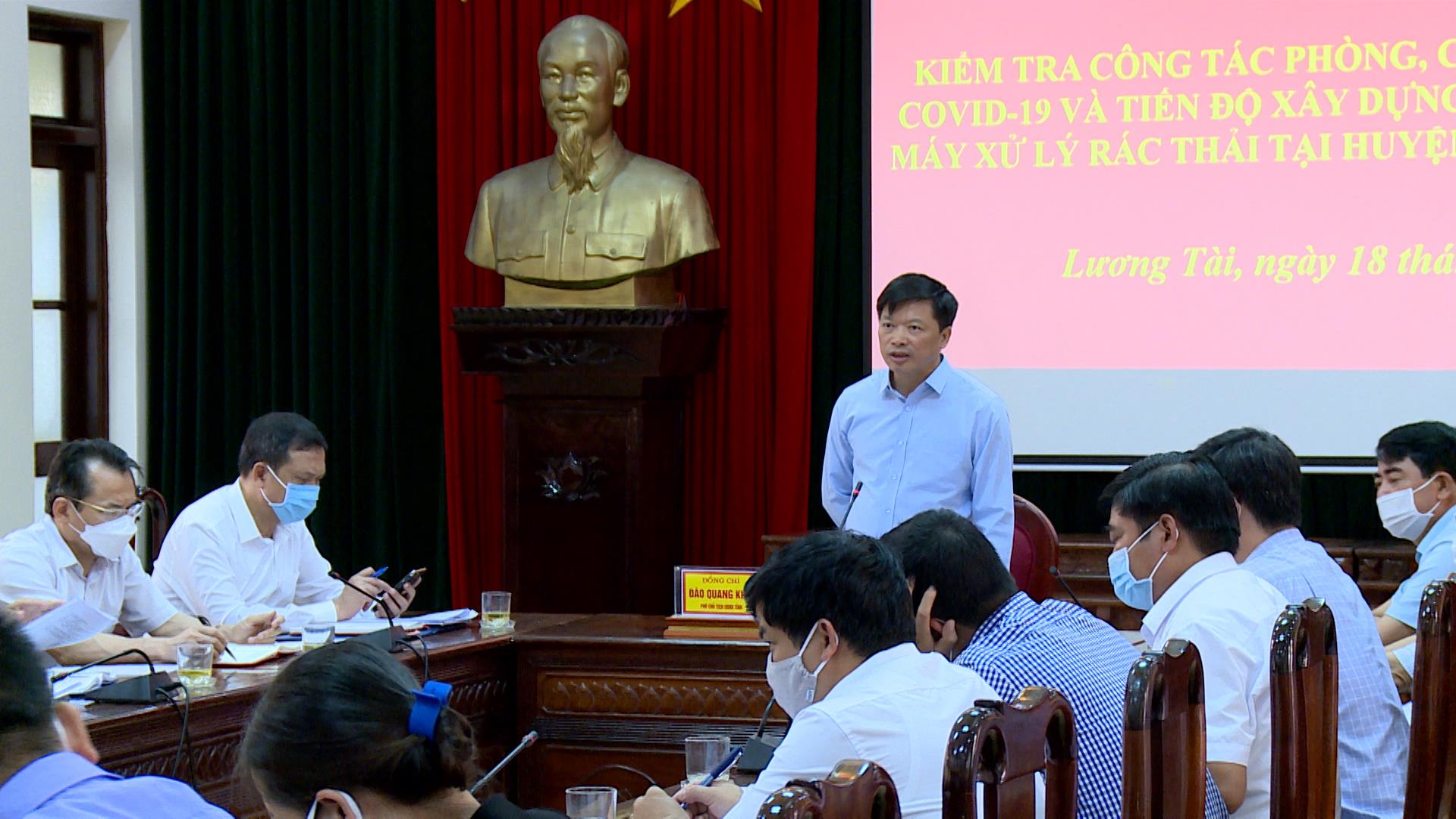 Phó Chủ tịch UBND tỉnh Đào Quang Khải kiểm tra công tác phòng, chống dịch Covid - 19 tại huyện Lương Tài