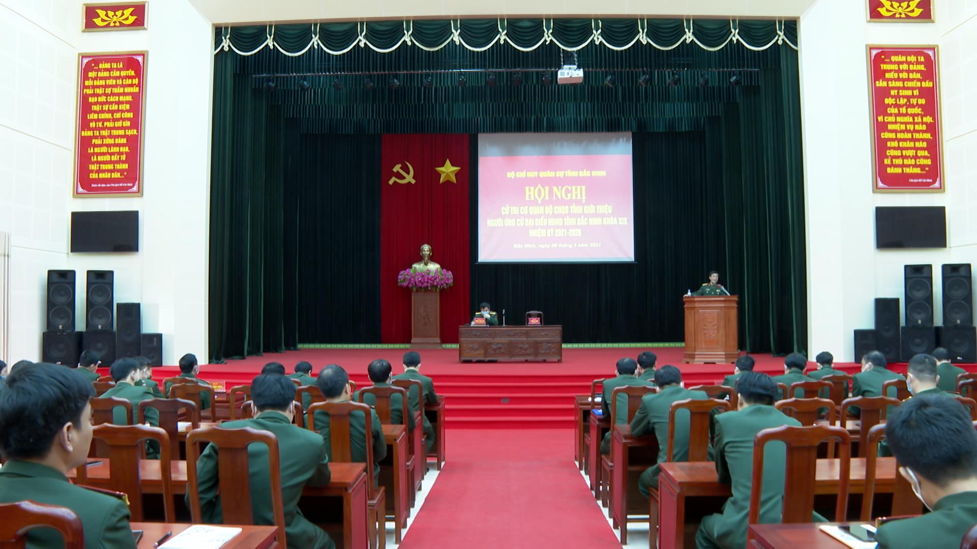 Bộ CHQS tỉnh: Hội nghị cử tri giới thiệu người ứng cử đại biểu HĐND tỉnh khóa XIX (Nhiệm kỳ 2021- 2026)