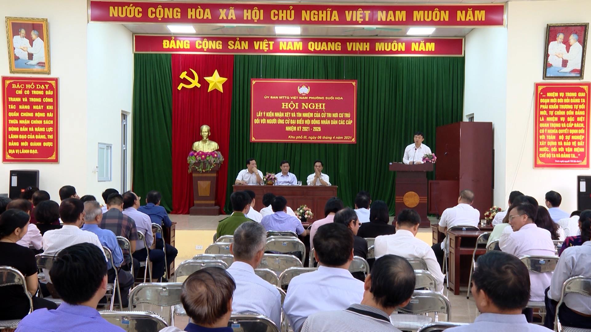 Phường Suối Hoa, TP Bắc Ninh tổ chức lấy ý kiến nhận xét của cử tri với người ứng cử đại biểu HĐND các cấp nhiệm kỳ 2021-2026