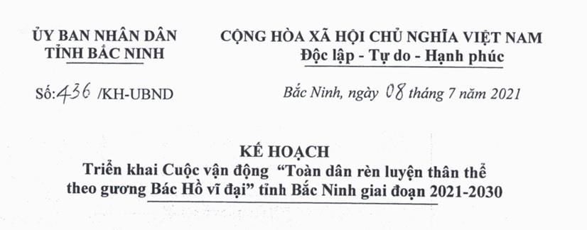 Triển khai Cuộc vận động “Toàn dân rèn luyện thân thể theo gương Bác Hồ vĩ đại”  