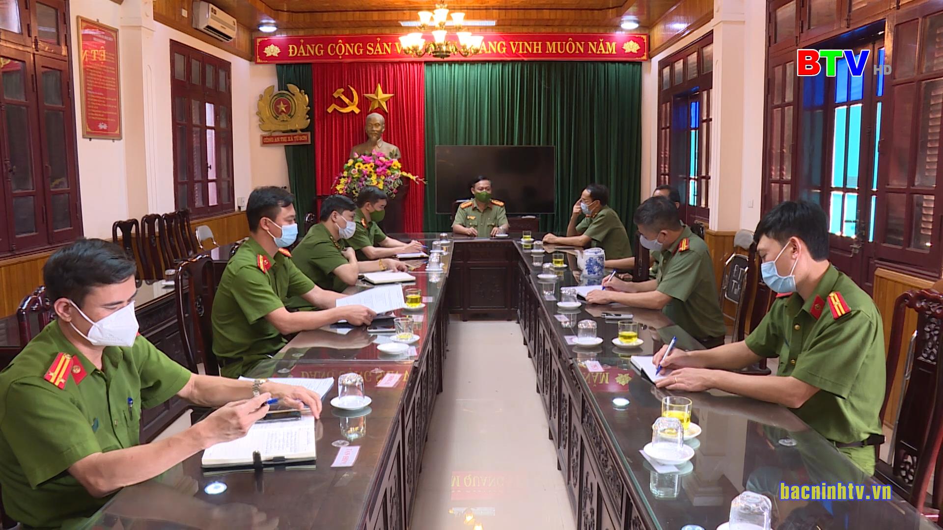 Kiểm tra công tác phòng, chống dịch Covid-19 tại Công an thị xã Từ Sơn