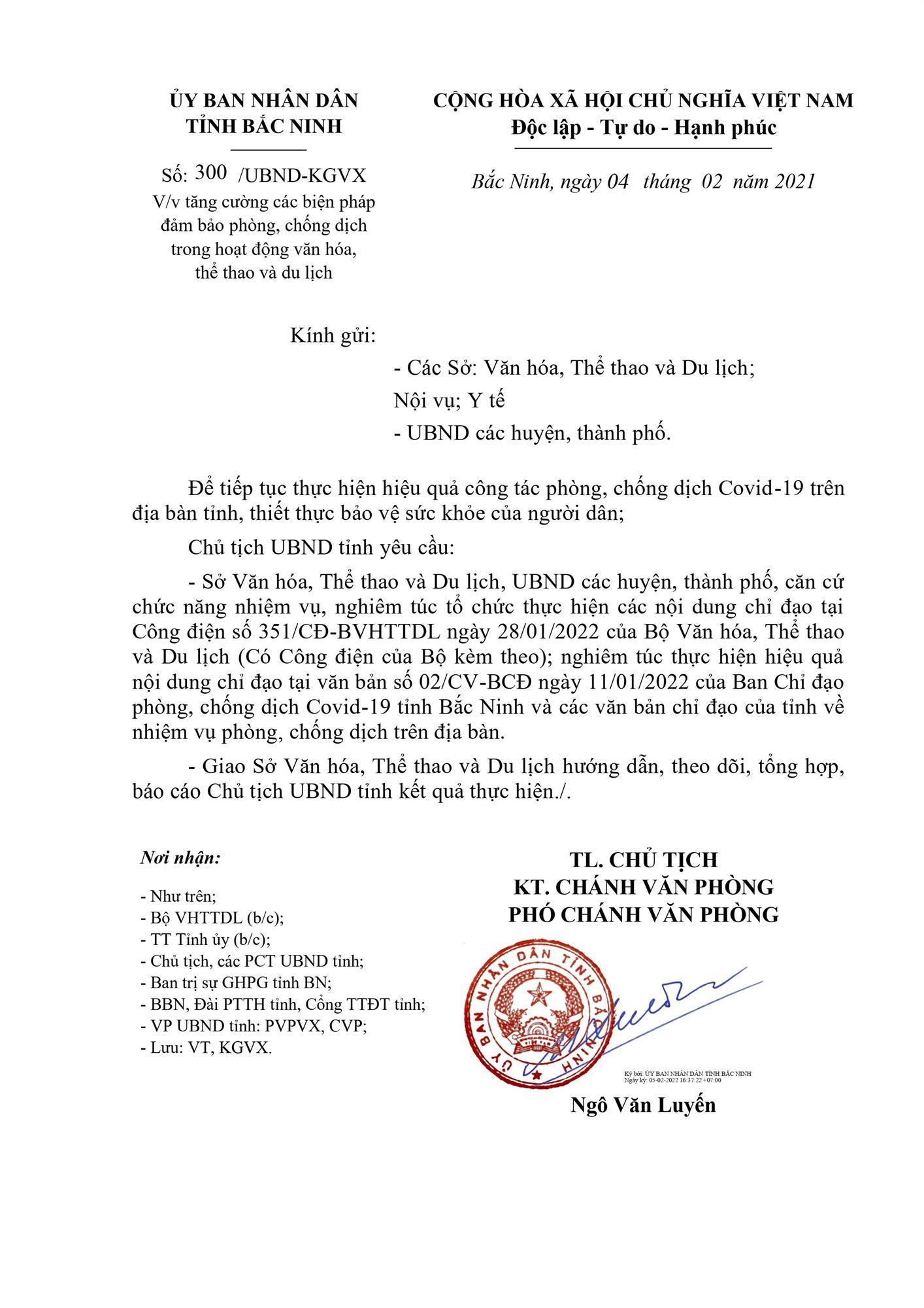 Tăng cường các biện pháp đảm bảo phòng, chống dịch trong hoạt động văn hóa, thể thao và du lịch