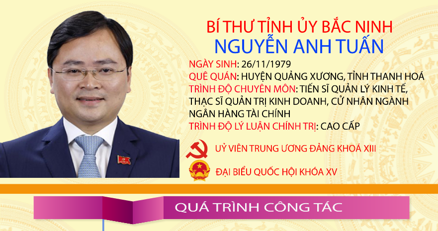 {Infographic} Tiểu sử tóm tắt tân Bí thư Tỉnh ủy Bắc Ninh Nguyễn Anh Tuấn, Ủy viên Trung ương Đảng, Bí thư Tỉnh ủy Bắc Ninh