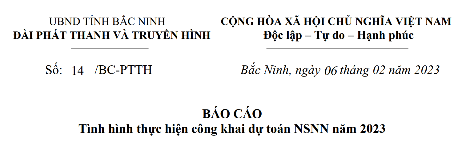 Báo cáo tình hình thực hiện công khai dự toán NSNN năm 2023