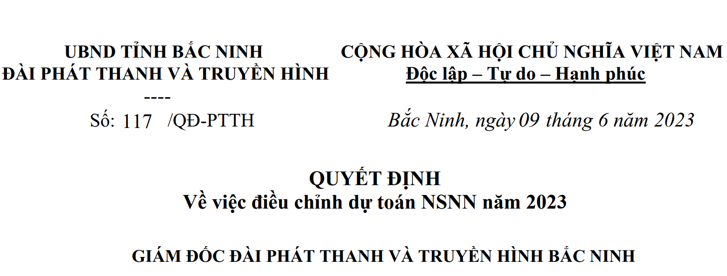 Quyết định: Về việc điều chỉnh dự toán NSNN năm 2023