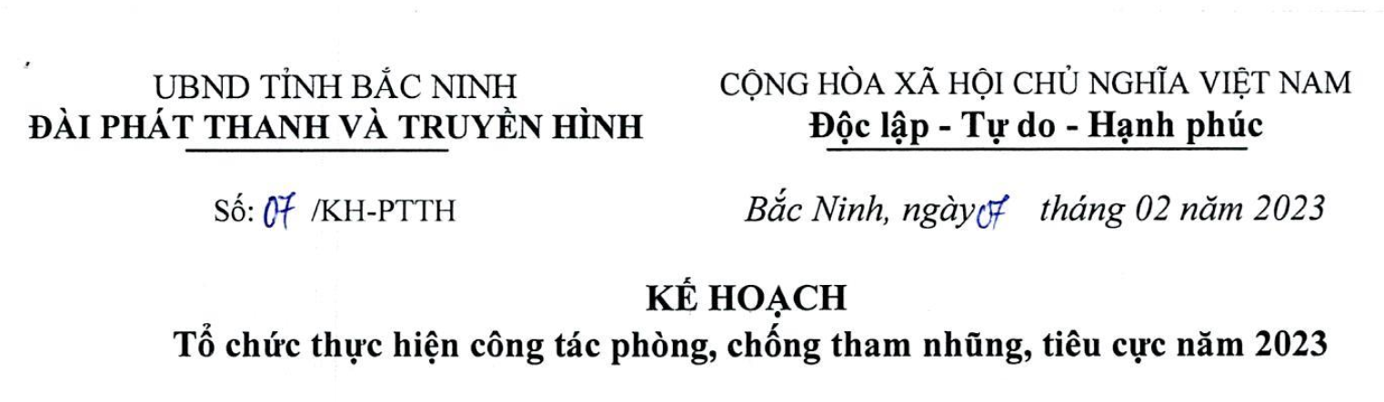 Kế hoạch tổ chức thực hiện công tác phòng, chống tham nhũng, tiêu cực năm 2023