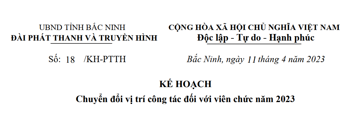 Kế hoạch: Chuyển đổi vị trí công tác đố với viên chức năm 2023