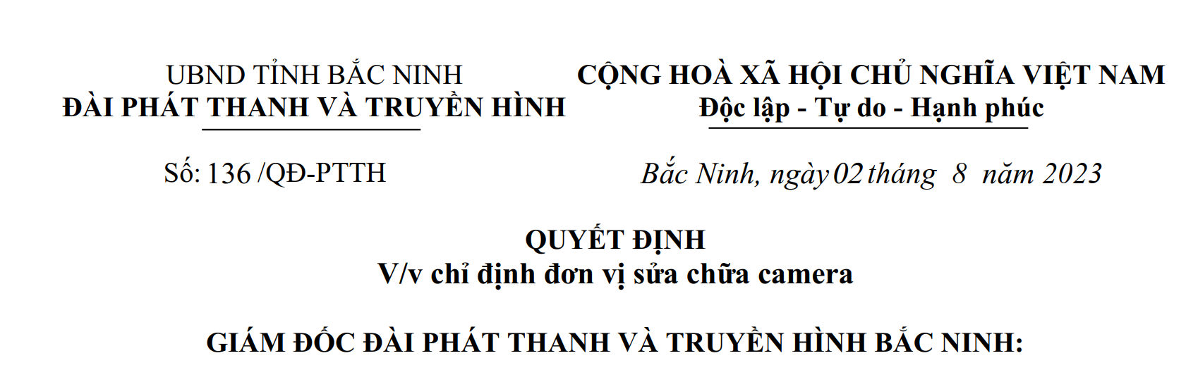 Chỉ định đơn vị sửa chữa camera