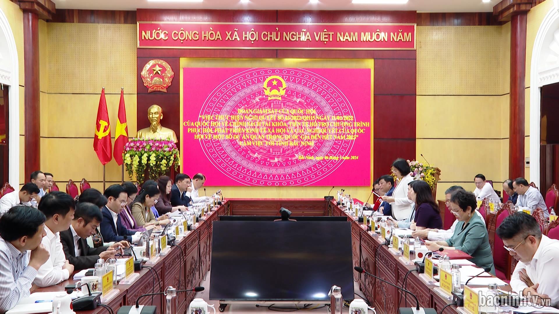 Đoàn giám sát của Quốc hội khoá XV làm việc tại tỉnh Bắc Ninh