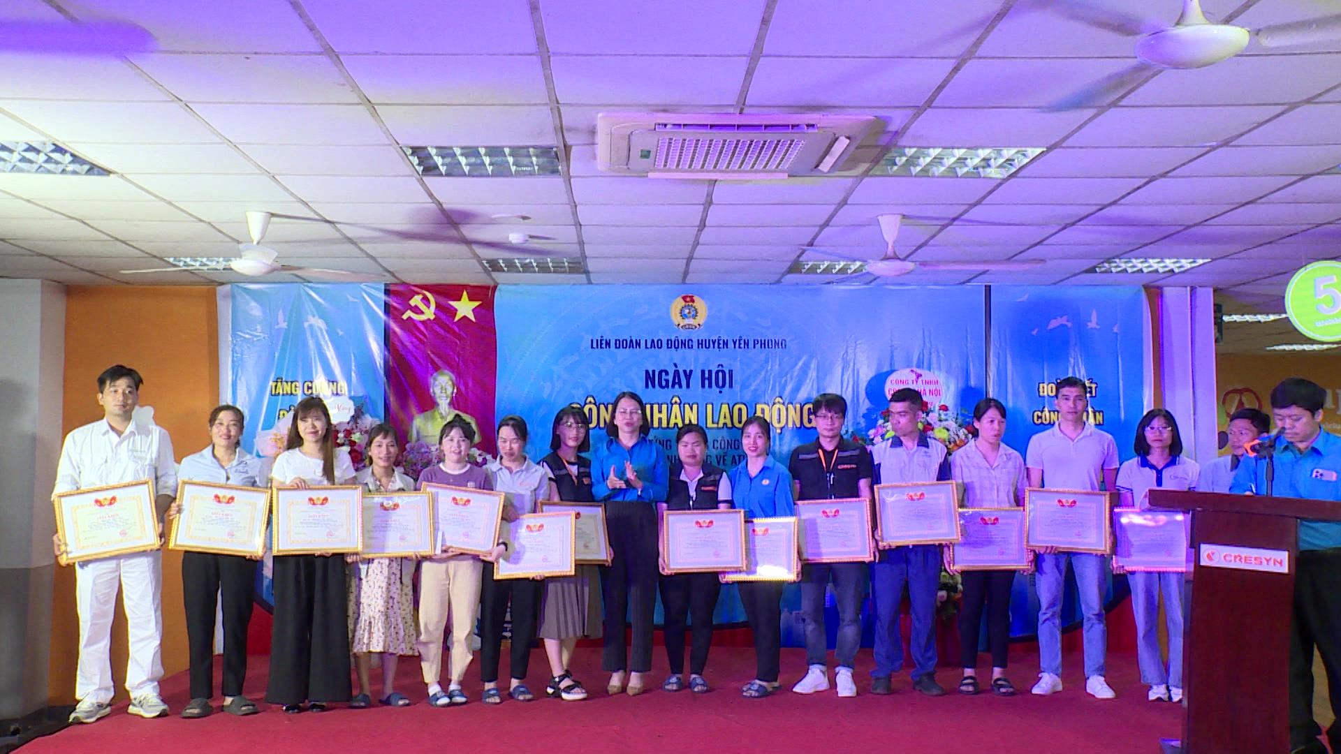 Yên Phong tổ chức Ngày hội công nhân lao động, hưởng ứng Tháng Công nhân, Tháng hành động về an toàn, vệ sinh lao động năm 2024