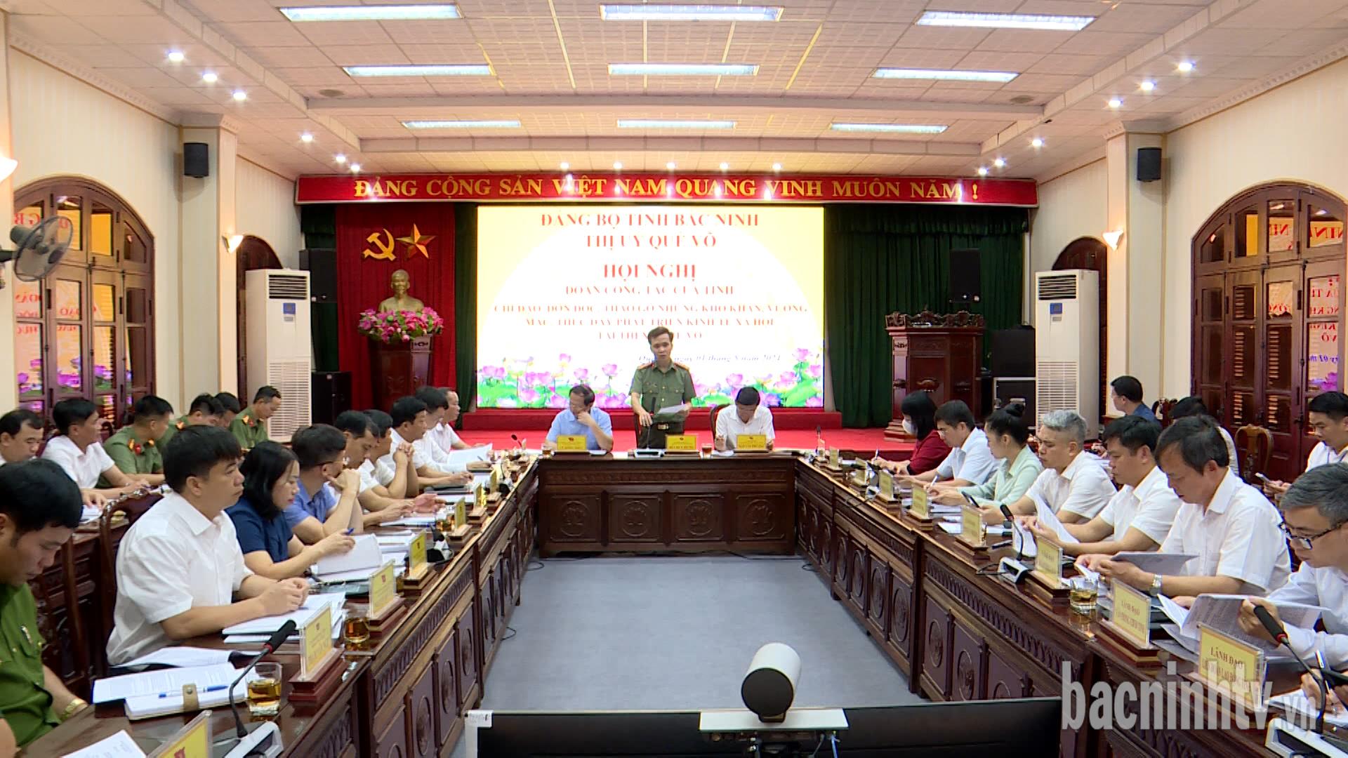 Đoàn công tác tỉnh Bắc Ninh làm việc với Đảng bộ thị xã Quế Võ