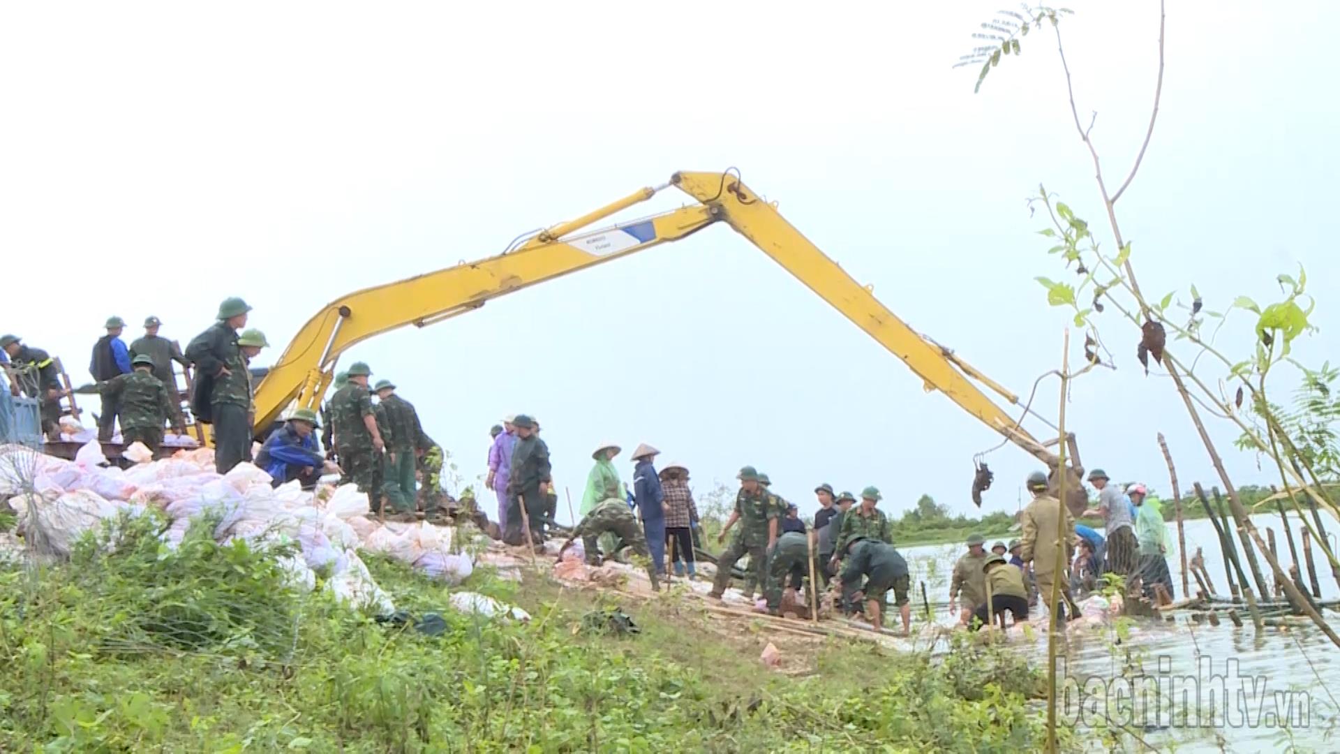 Tiên Du triển khai phương án xử lý sự cố lún, nứt, sạt trượt mặt mái bờ hữu sông Ngũ Huyện Khê