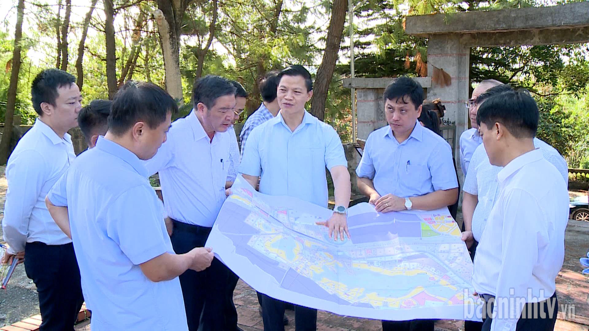 Chủ tịch UBND tỉnh Vương Quốc Tuấn kiểm tra dự án bảo tồn và xây dựng chùa Dạm
