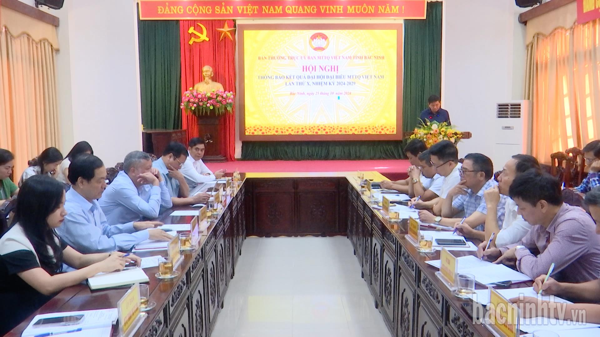 Thông báo kết quả Đại hội đại biểu toàn quốc Mặt trận Tổ quốc Việt Nam lần thứ x