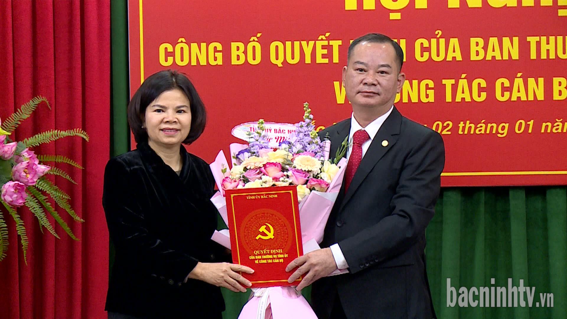 Công bố Quyết định của Ban thường vụ Tỉnh ủy về việc điều động, bổ nhiệm Phó trưởng ban Nội chính Tỉnh ủy
