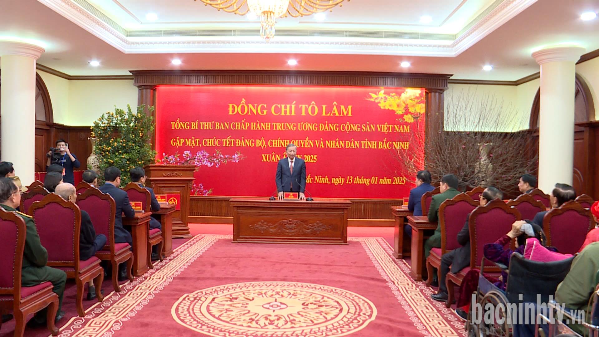 Tổng Bí thư Tô Lâm gặp mặt, chúc tết đảng bộ, chính quyền, nhân dân tỉnh Bắc Ninh